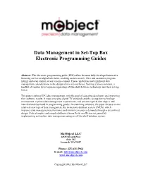 Data Management in Set-Top Box Electronic Programming Guides