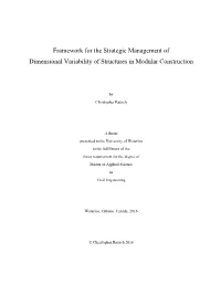 Framework for the Strategic Management of Dimensional Variability of Structures in Modular Construction