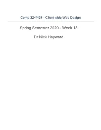 Spring Semester 2020 - Week 13