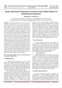 Study on Mechanical Behaviour of Lantana-Camara Fiber Reinforced EPOXY Based Composites Bhupender1, Anil Kumar2