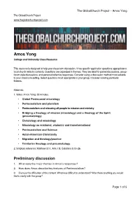 Amos Yong the Globalchurch Project