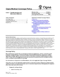 Cigna Medical Coverage Policy
