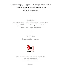 Homotopy Type Theory and the Univalent Foundations of Mathematics
