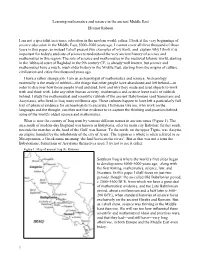 Learning Mathematics and Science in the Ancient Middle East I Am Not A