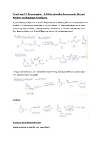 1,5 Difunctionalised Compounds, Michael Addition and Robinson Annelation