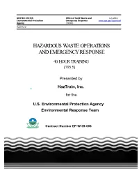 Hazardous Waste Operations and Emergency Response