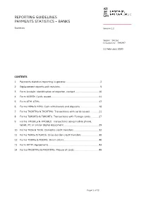 Reporting Guidelines Payments Statistics – Banks