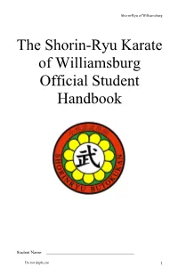 The Shorin-Ryu Shorinkan of Williamsburg