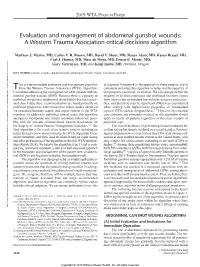 Evaluation and Management of Abdominal Gunshot Wounds: a Western Trauma Association Critical Decisions Algorithm