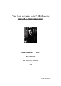 “How Do We Understand Anxiety? a Heideggerian Approach to Modern