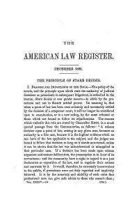 The Principle of Stare Decisis
