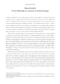 To Save Philosophy in a Universe of Technical Images