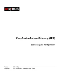 Zwei-Faktor-Authentifizierung (2FA)