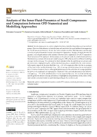 Analysis of the Inner Fluid-Dynamics of Scroll Compressors and Comparison Between CFD Numerical and Modelling Approaches