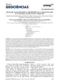 Geological-Geotechnical Properties of a Colluvial Soil in a Natural Slope Cut by a Pipeline