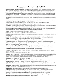 Glossary of Terms for Childbirth