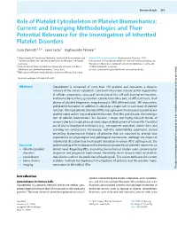Role of Platelet Cytoskeleton in Platelet Biomechanics