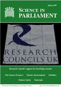Spring 2007 SCIENCE in PARLIAMENT