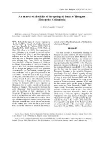 An Annotated Checklist of the Springtail Fauna of Hungary (Hexapoda: Collembola)