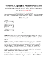 Analysis of Current Traumatic Brain Injuries, Concussion Rates, Helmet