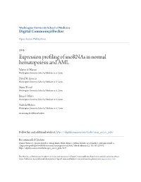 Expression Profiling of Snornas in Normal Hematopoiesis and AML Wayne A