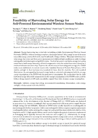 Feasibility of Harvesting Solar Energy for Self-Powered Environmental Wireless Sensor Nodes