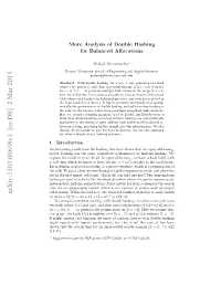 More Analysis of Double Hashing for Balanced Allocations