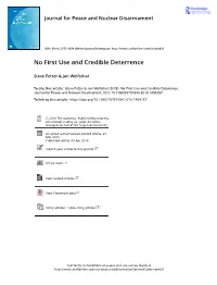 No First Use and Credible Deterrence
