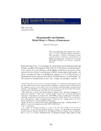 Phenomenality and Finitude: Michel Henry's Theory of Immanence