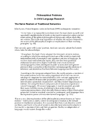 Philosophical Problems in Child Language Research the Naive