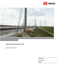 DB Netz AG Network Statement 2016 Valid from 14 April 2015 DB Netz
