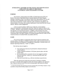 Interagency Advisory on the Unsafe and Unsound Use of Limitation of Liability Provisions in External Audit Engagement Letters