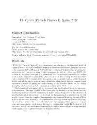 PHYS 575 (Particle Physics I), Spring 2020