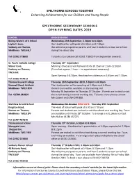 Secondary School Open Evenings 2019