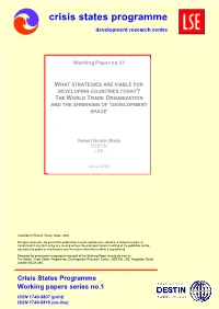 The WTO and the Shrinking of Development Space