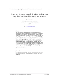 Copyleft, -Right and the Case Law on Apis on Both Sides of the Atlantic 5