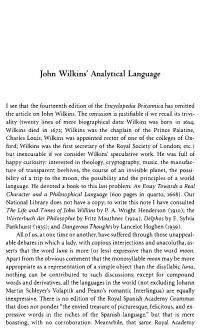 John Wilkins's Analytical Language