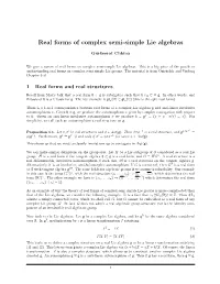 Real Forms of Complex Semi-Simple Lie Algebras