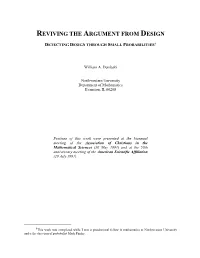 Reviving the Argument from Design: Detecting Design