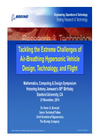 Tackling the Extreme Challenges of Air-Breathing Hypersonic Vehicle Design, Technology, and Flight
