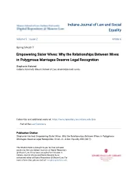 Why the Relationships Between Wives in Polygynous Marriages Deserve Legal Recognition