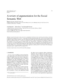 A Review of Argumentation for the Social Semantic Web