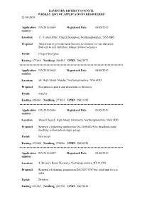 Daventry District Council Weekly List of Applications Registered 23/08/2010