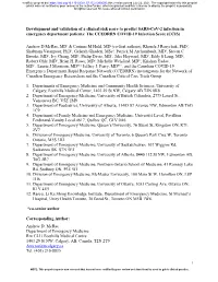 Development and Validation of a Clinical Risk Score to Predict SARS-Cov-2 Infection in Emergency Department Patients: the CCEDRRN COVID-19 Infection Score (CCIS)
