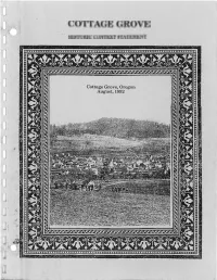 E Gro\¿E , Historic Context Statei}Ient Cottage Grove, Oregon Historic Context Statement