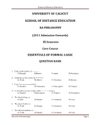 Essentials of Formal Logic-III Sem Core Course