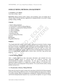 Surface Mining Methods and Equipment - J
