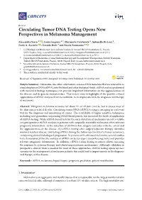 Circulating Tumor DNA Testing Opens New Perspectives in Melanoma Management