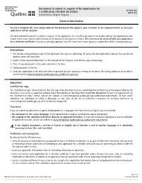 Documents to Submit in Support of the Application for a Certificat De