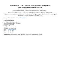 Interactome of SARS-Cov-2 / Ncov19 Modulated Host Proteins with Computationally Predicted Ppis